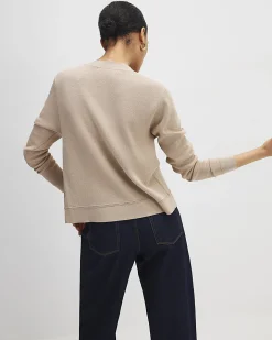 Brown Knit Fitted Scallop Trim Cardigan