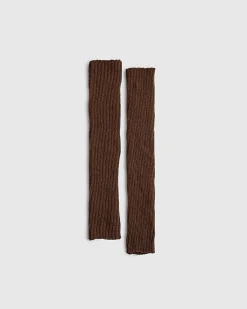 Brown Knitted Ribbed Leg Warmers