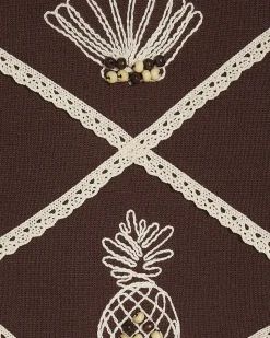 Brown Knitted Shell and Palm Tank Top