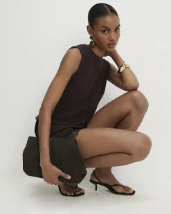 Brown Knitted Sleeveless Tank Top