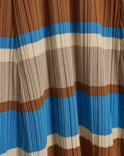 Brown Knitted Striped Maxi Dress