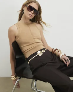 Brown Knitted Vest Top