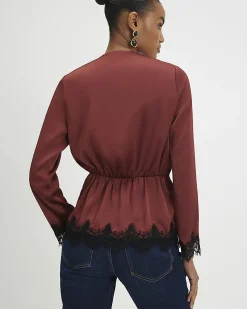 Brown Knot Front Lace Top