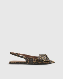 Brown Leopard Bow Slingback Flats
