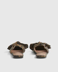 Brown Leopard Bow Slingback Flats