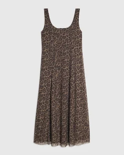 Brown Leopard Mesh Maxi Dress