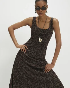 Brown Leopard Mesh Maxi Dress