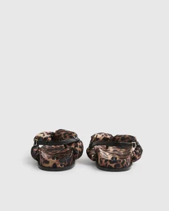 Brown Leopard Print Toe Thong Footbed Sandals