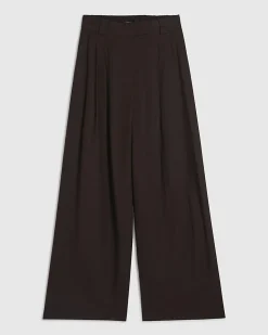 Brown Linen Blend Tailored Wide Leg Trousers