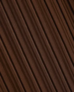 Brown Long Sleeve Plisse Belted Midi Dress