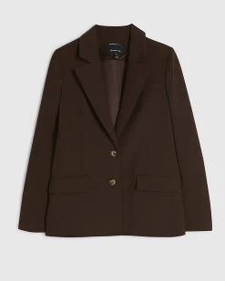 Brown Long Sleeve Single Breasted Blazer