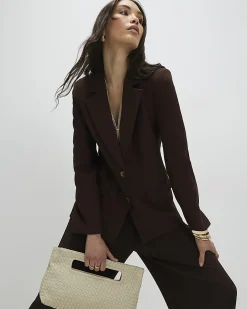 Brown Long Sleeve Single Breasted Blazer