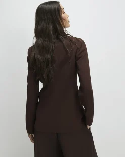Brown Long Sleeve Single Breasted Blazer