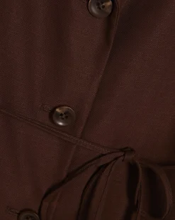Brown Long Sleeve Tie Waist Shacket