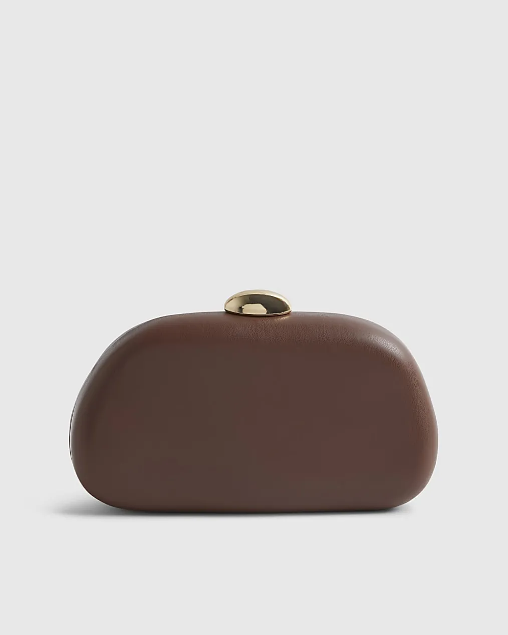 Brown Mixed Gem Hard Shell Clutch Bag
