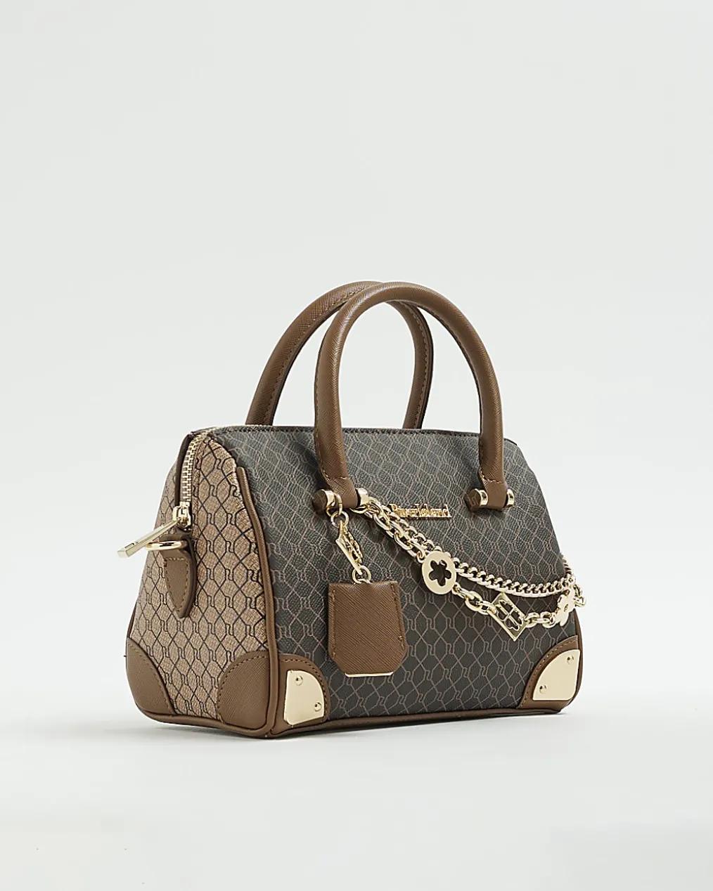 Brown Monogram chain detail Bowler bag