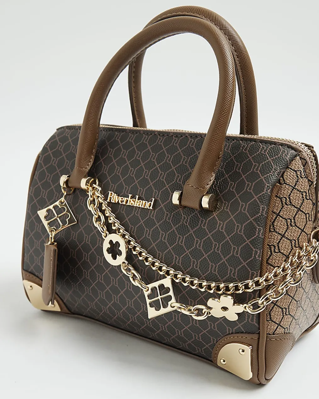 Brown Monogram chain detail Bowler bag