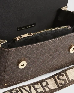 Brown Monogram Print Cross Body Bag