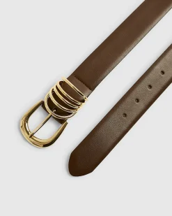 Brown Multiple Keeper Faux Leather Belt
