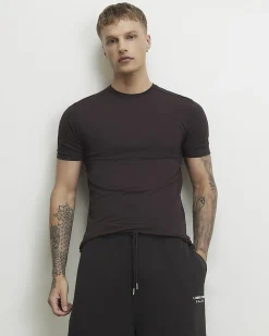 Brown Muscle Fit Cotton Lightweight T-Shirt