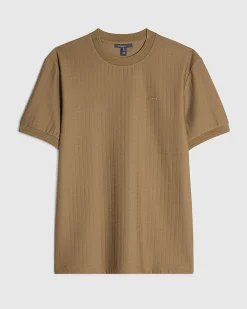 Brown Muscle Fit Cotton Textured T-Shirt