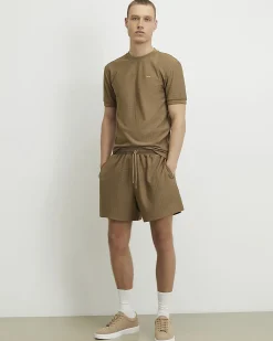 Brown Muscle Fit Cotton Textured T-Shirt