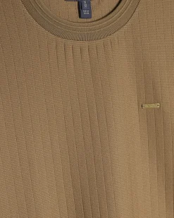 Brown Muscle Fit Cotton Textured T-Shirt