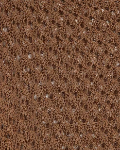 Brown Open Stitch Knitted T-Shirt