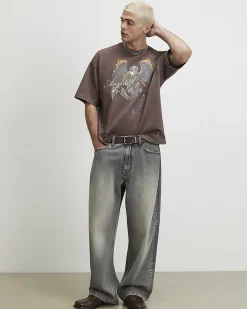 Brown Oversized Cotton Angel Of Night T-Shirt