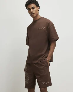 Brown Oversized Cotton Tokyo Dragon T-Shirt