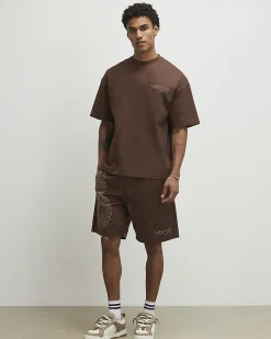 Brown Oversized Cotton Tokyo Dragon T-Shirt