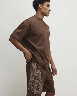 Brown Oversized Cotton T-Shirt And Shorts Set