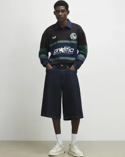 Brown Oversized Fit Stripe Rugby Polo Shirt