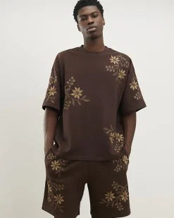 Brown Oversized Floral Heavyweight T-Shirt