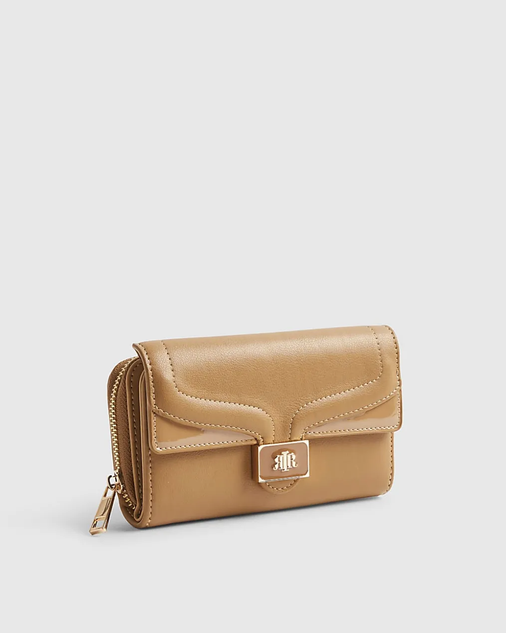 Brown Panelled Tab Front Purse
