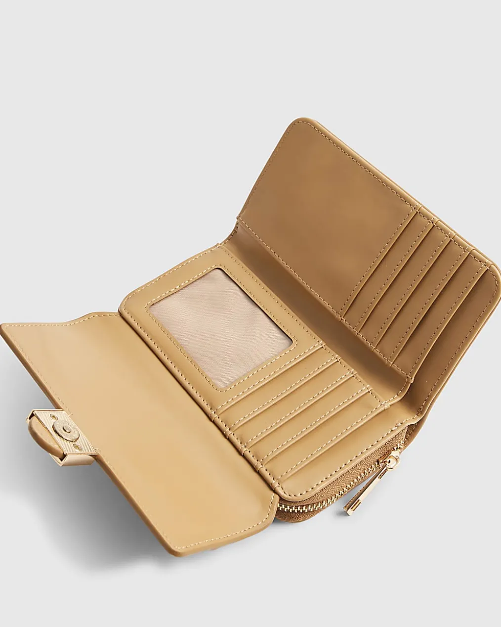 Brown Panelled Tab Front Purse
