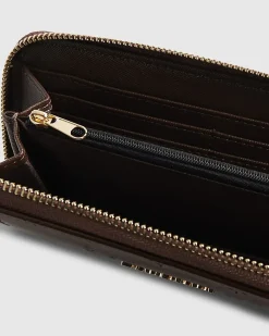 Brown Patent Embossed Monogram Purse
