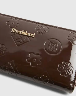 Brown Patent Embossed Monogram Purse