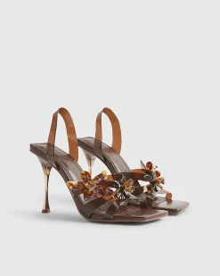 Brown Perspex Flower Heels