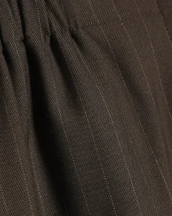 Brown Pinstripe Wide Leg Trousers