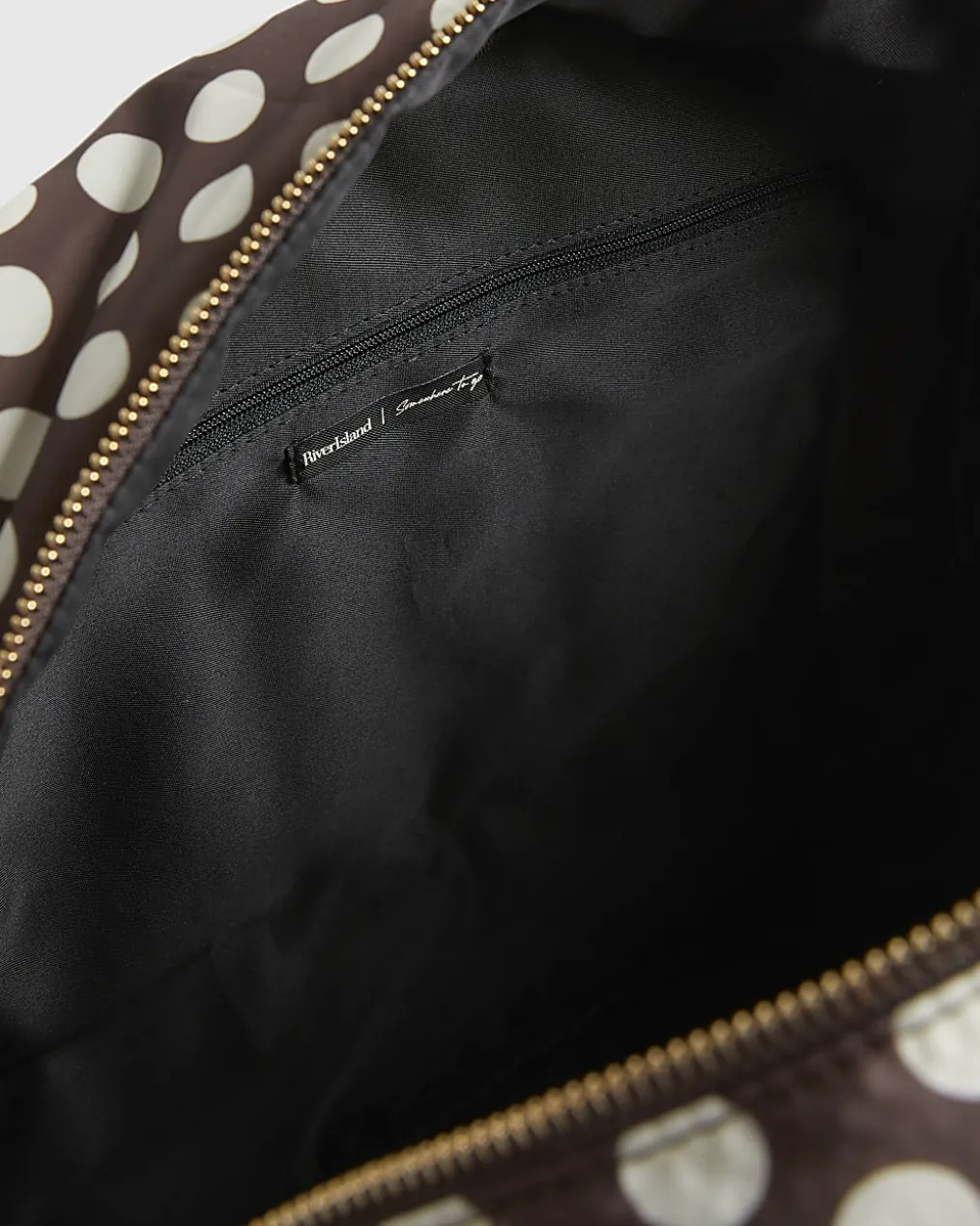 Brown Polka Dot Quilted Holdall Bag