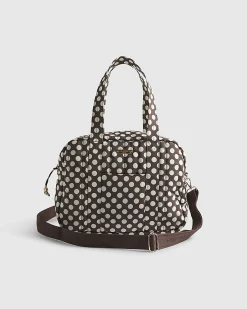 Brown Polka Dot Quilted Holdall Bag