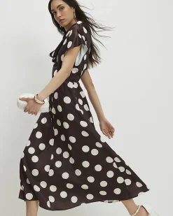 Brown Polka Dot Slip Dress