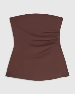 Brown Polyamide Bandeau Top