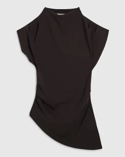 Brown Premium Short Sleeve Gathered Side Top
