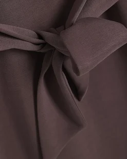 Brown Premium Tie Front Mini Sweatshirt Dress