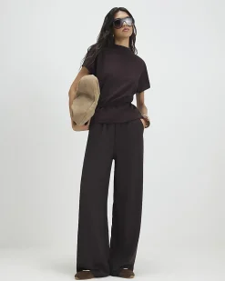Brown Premium Wide Leg Joggers