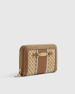 Brown Raffia Monogram Purse