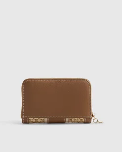 Brown Raffia Monogram Purse
