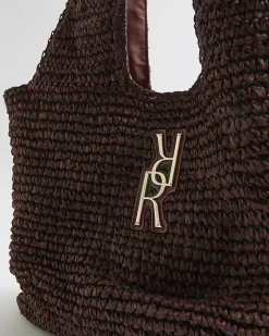Brown Raffia Shopper Bag